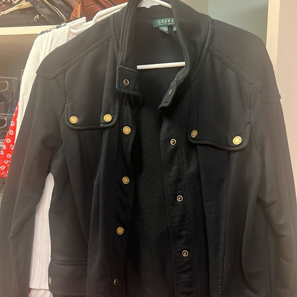 Lauren black jacket XL. EUC. Barely worn. 100 percent cotton.  Ralph Lauren.